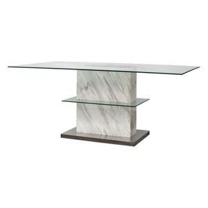 Mesa de Comedor Rectangular Wang |Vidrio Cromo