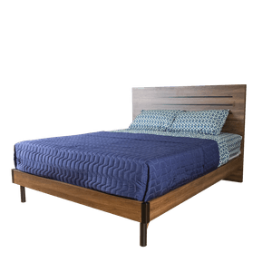 Cama Lian | Queen- 2 ½ Plazas Bi Color Walnut /Blanco Antiguo