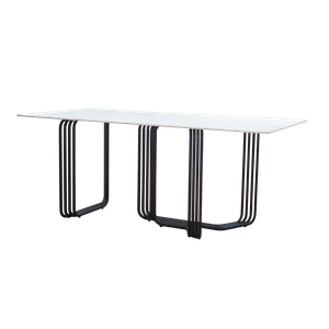 Mesa de Comedor Freya | Bi Color Marmol /Negro