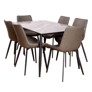 Juego de Comedor Martell | Bi Color Marmoleado /Gris