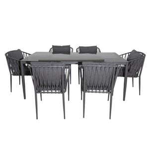 Set de Exteriores Mesa Mirage + 6 Sillas | Gris Oscuro