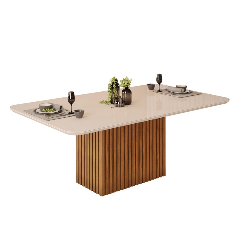 MESA CANES - TAMPO CHANF. CURVO MAD VD 2000X1000X30 FREIJO OFF WHITE