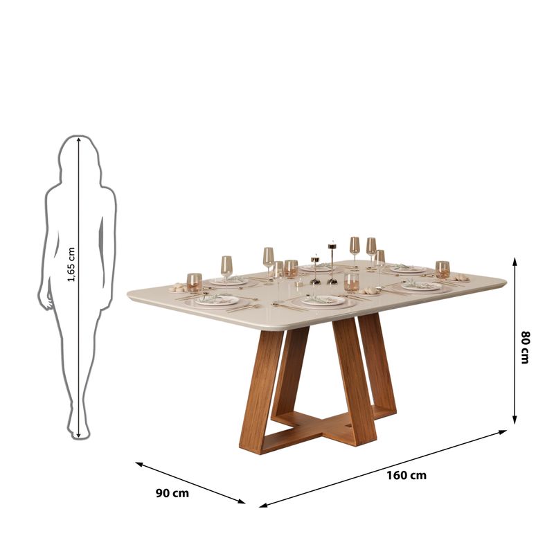 MESA CELESTE - TAMPO CHANF. CURVO ANGULO 30 MAD VD 1600X900X30 FREIJO OFF WHITE - FI MEDIDAS
