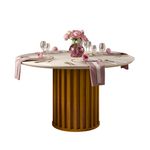 MESA VIENA - TAMPO REDONDO 1360X1360X30 FREIJO -TP OFF WHITE - FUNDO INFINITO